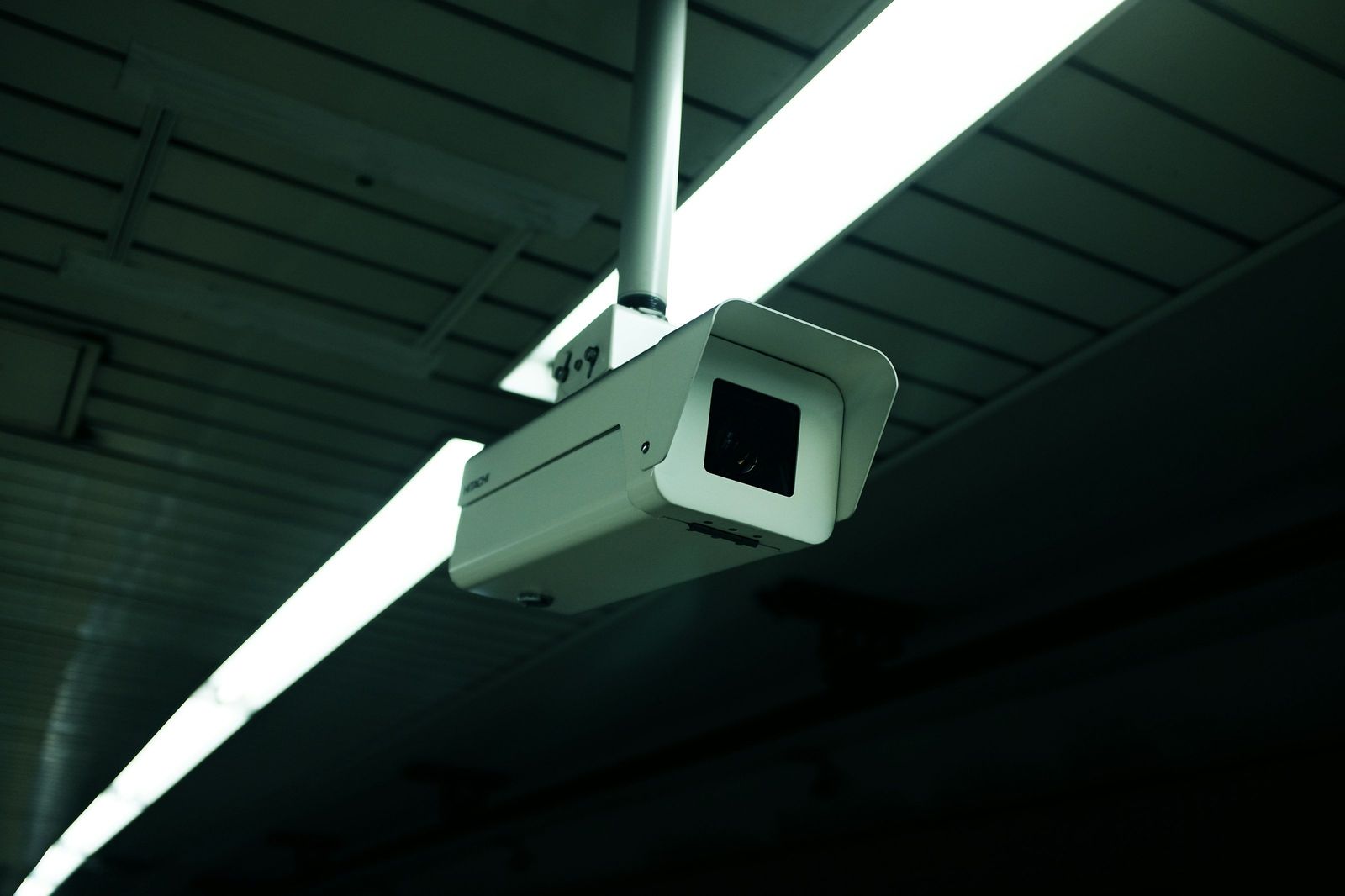 Plate-reading camera in a parking garage